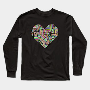 Heart of Many Colorful Lines Long Sleeve T-Shirt